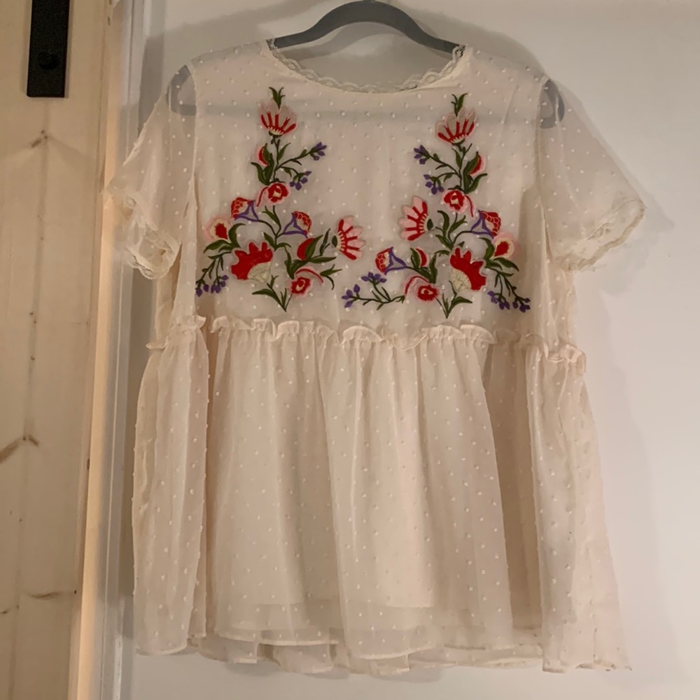 Cream Floral Top